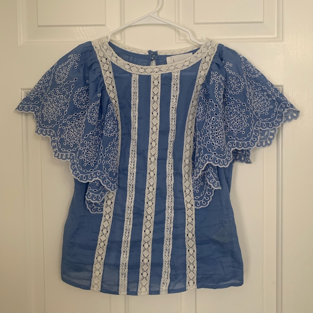 Anthropologie Lennox Flutter-Sleeve Blouse size 0